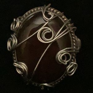 Vintage Carnelian Wire Wrapped Large Stone Ring
